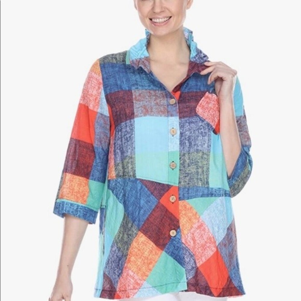 Terra-Sj Apparel Cotton Lagenlook Shirt with Convertible Collar